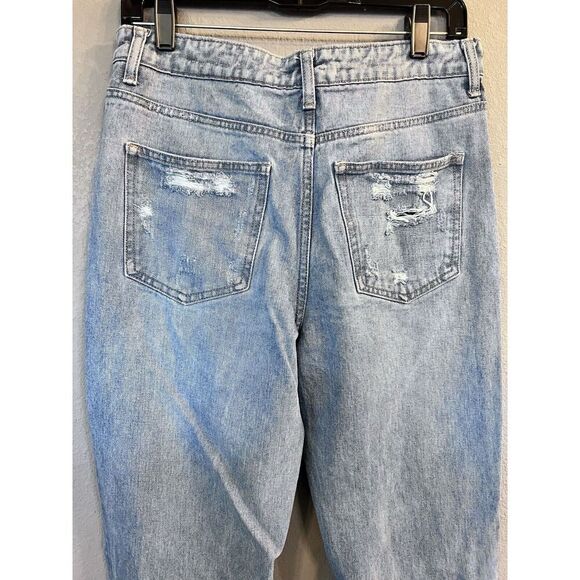 Flying Monkey Button Fly Distressed Straight Women's size 27 Blue Denim Jeans - Picture 4 of 9
